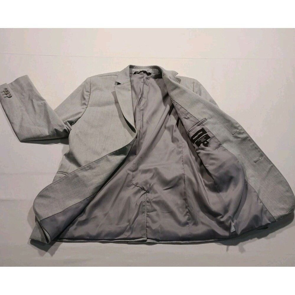 Nordstrom Gray Buttoned Stretch Tailored Lined Blazer Career Jacket - Women's 12 - Picture 3 of 7